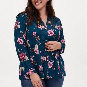 Torrid Fit And Flare Floral Georgette Blouse